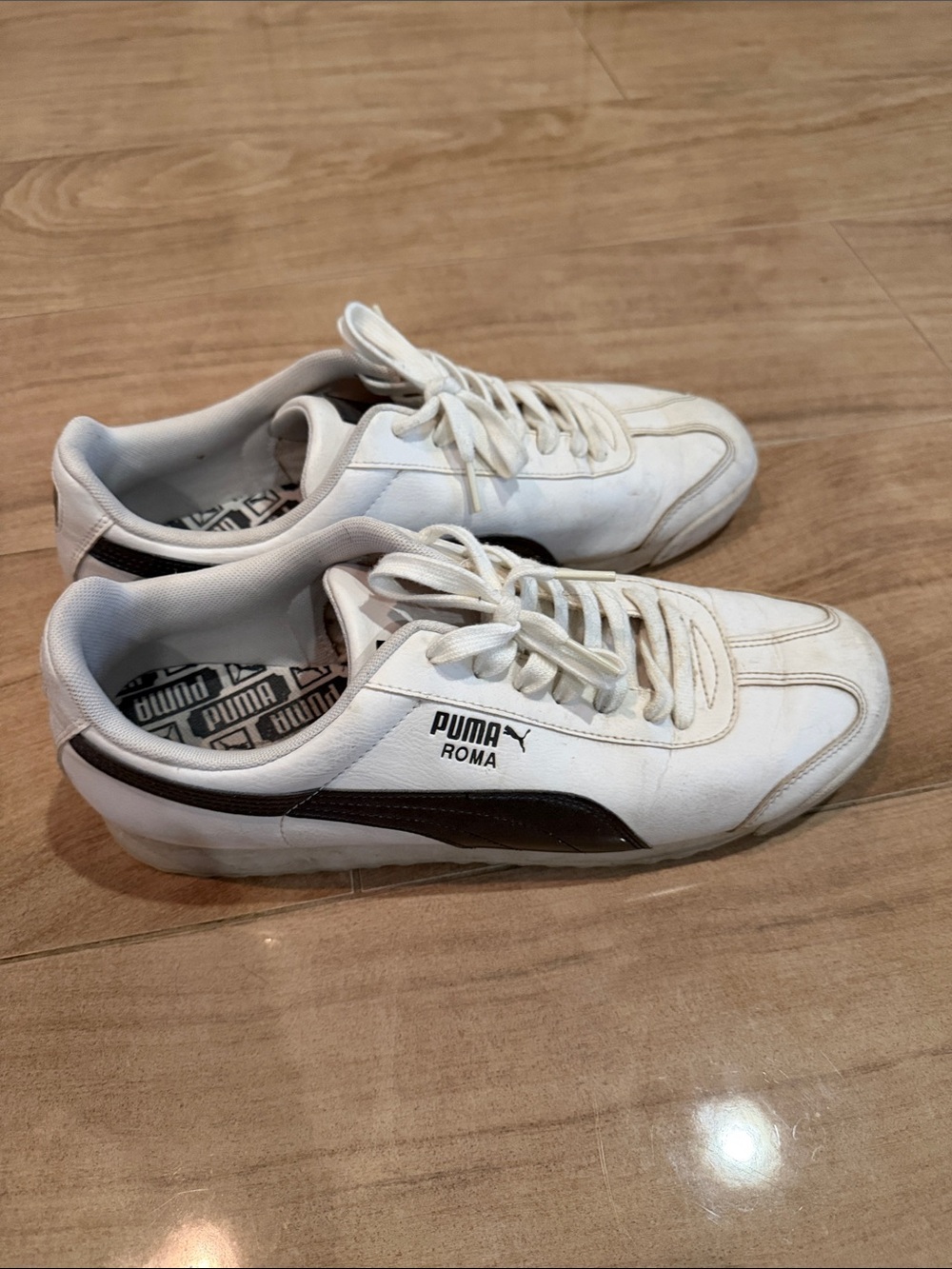 Puma Men’s White Sneakers with Black Stripe